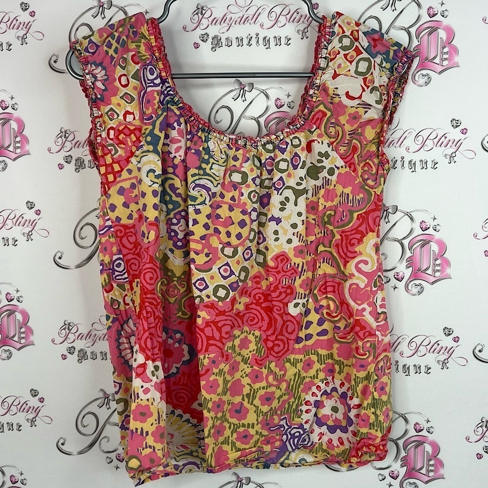 J. Crew top swirl floral y2k cotton Multicolor Floral Women's Blouse